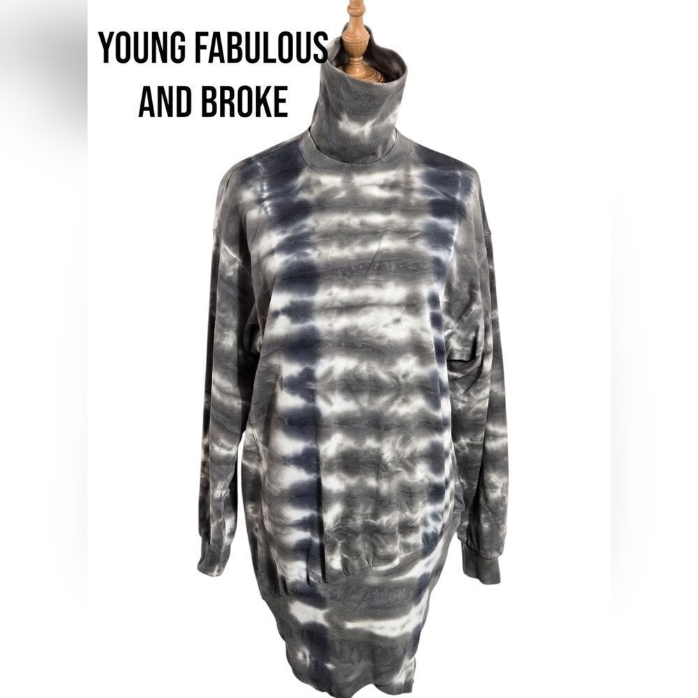 Young Fabulous & Broke Gray Turtleneck Sweatshirt Mini Dress NWT